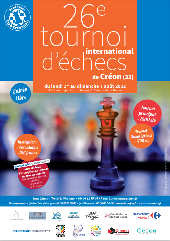 26ème Open International d'échecs de Créon 2022